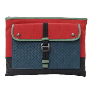 BOTTEGA VENETA Black Leather Intrecciato Clutch Bag